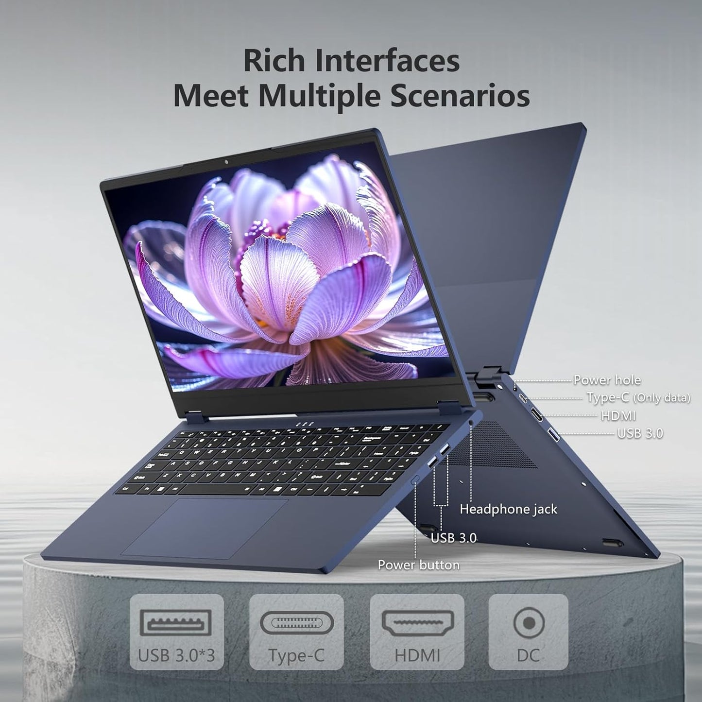 15,6 Pouces Ordinateur Portable 2 en 1 Écran Tactile avec Core i3 8100Y Processeur