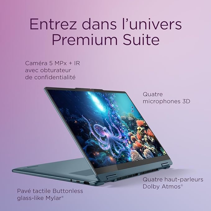 Lenovo Yoga 7 2-in-1 14AKP10 - Ordinateur Portable 2-en-1 14'' OLED Tactile Copilot+ (AMD Ryzen AI 7 350, RAM 16Go