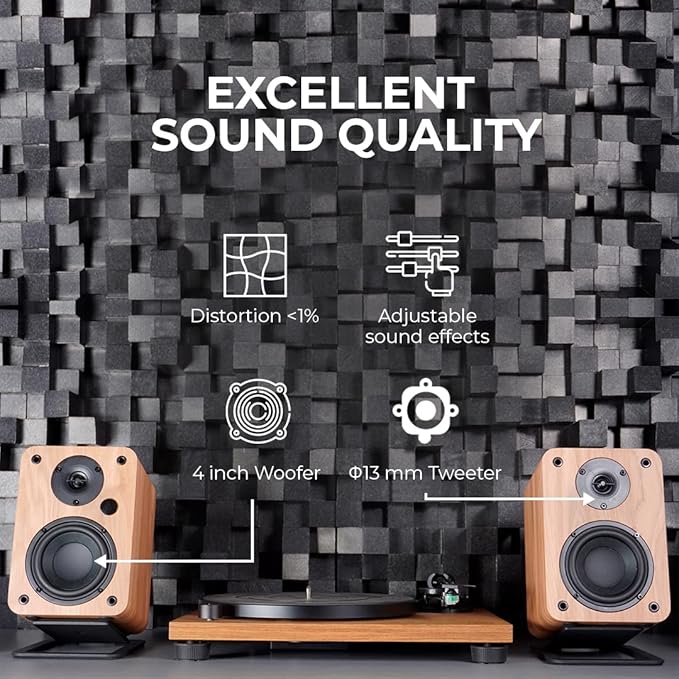 VULKKANO A4 Enceintes Monitoring Active avec Woofer 4", Bluetooth 5.0