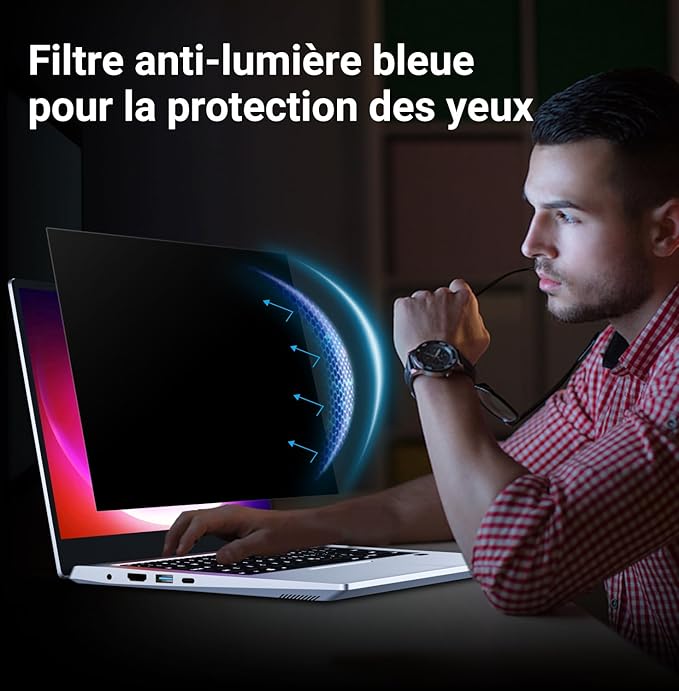 ZOEGAA 360° Filtre de Confidentialité 13.3 Pouces 16:9,New 2025 Protection Ecran Anti-Espion Anti-Reflet