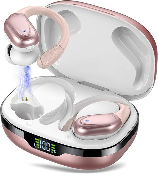 CASCHO Ecouteurs Bluetooth sans Fil, Casque Bluetooth 5.3, 60 Heures avec Affichage LED