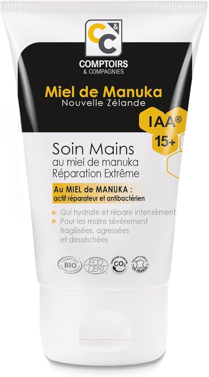 COMPTOIRS ET COMPAGNIES - Soin Mains Réparation Extrême au Miel de Manuka IAA15+ - Nourrit et Hydrate - Certifié Bio - 50ml