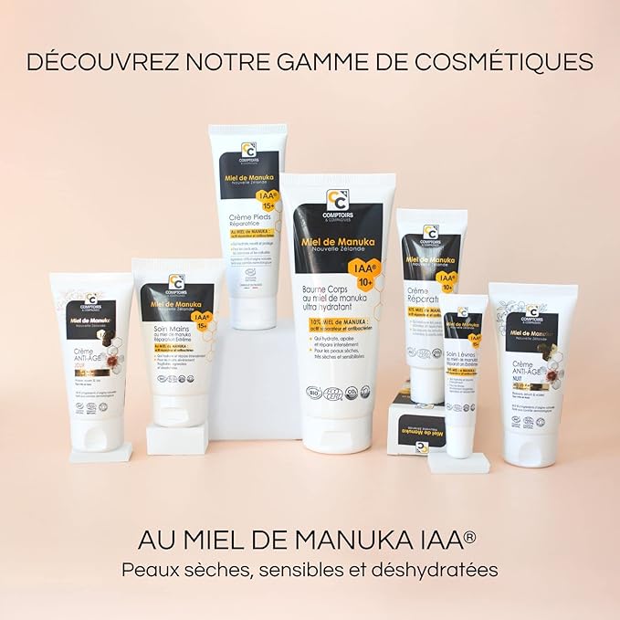 COMPTOIRS ET COMPAGNIES - Soin Mains Réparation Extrême au Miel de Manuka IAA15+ - Nourrit et Hydrate - Certifié Bio - 50ml