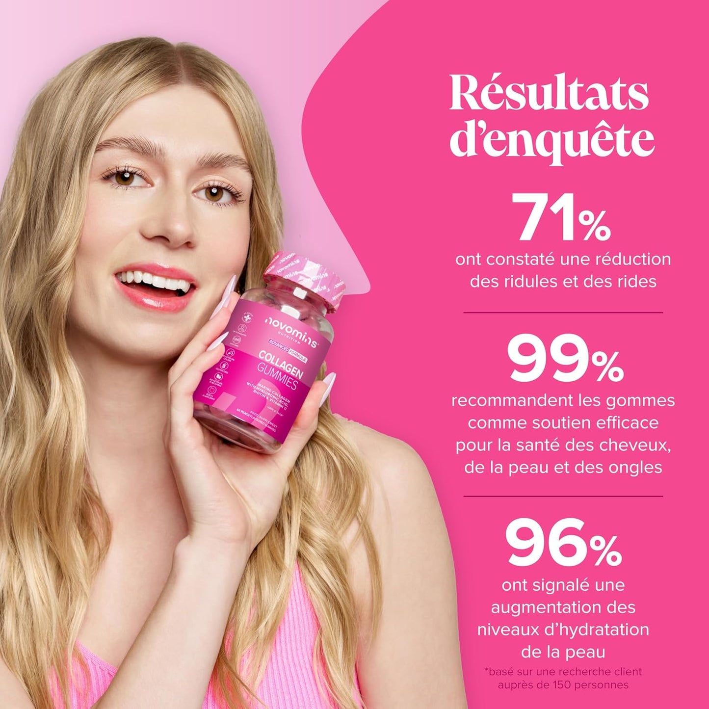 Collagene Marin et Acide Hyaluronique - Gummies de Collagène avec Vitamine C &amp; Biotine