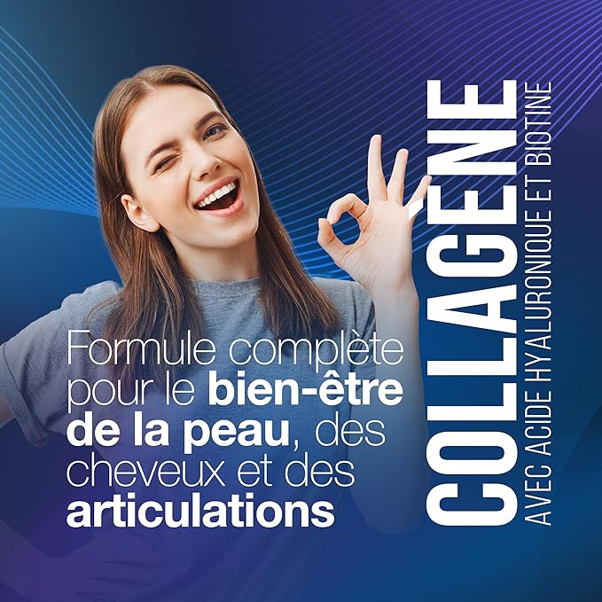 Collagene et Acide Hyaluronique avec Biotine. 240 comprimés à haute dose pour Cheveux, Peau, Ongles