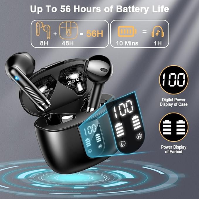Ecouteurs Bluetooth sans Fil, Écouteurs Bluetooth 5.4 2026 Écouteurs sans Fil avec 4 ENC Réduction de Bruit Mic
