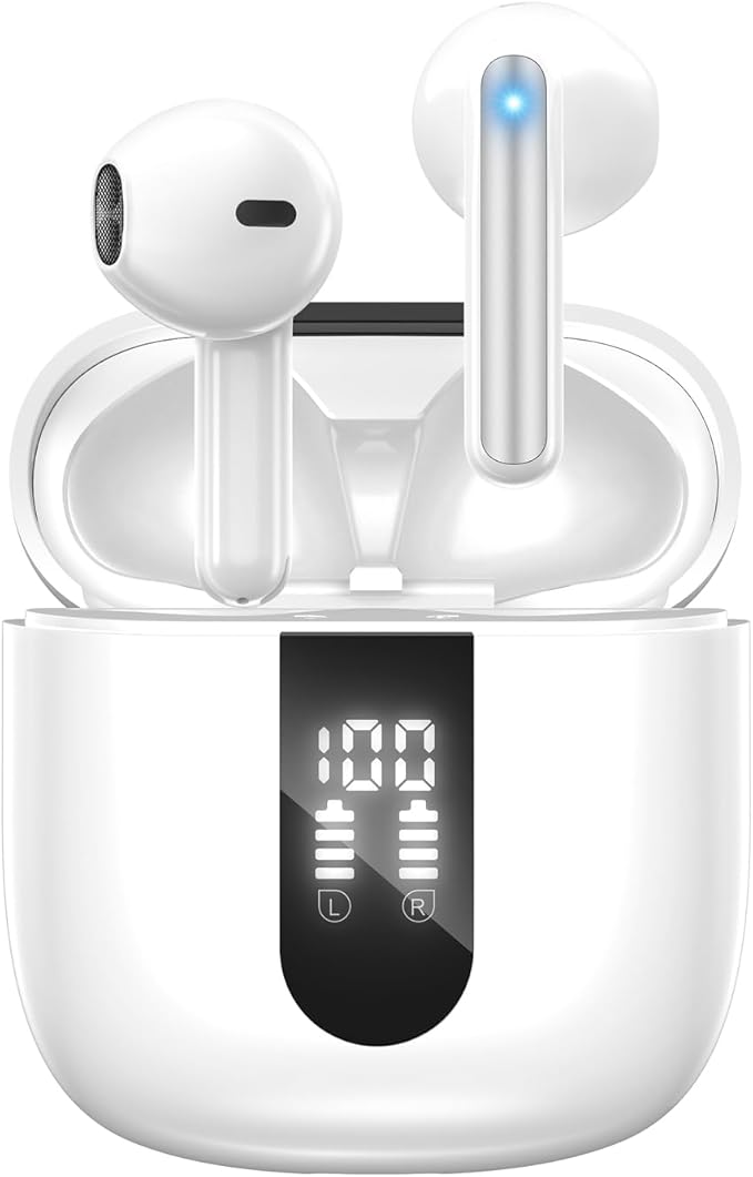 Ecouteurs Bluetooth sans Fil, Écouteurs sans Fil Bluetooth 5.4, 6 Micro ENC Anti Bruit, Basses Puissantes, 60H
