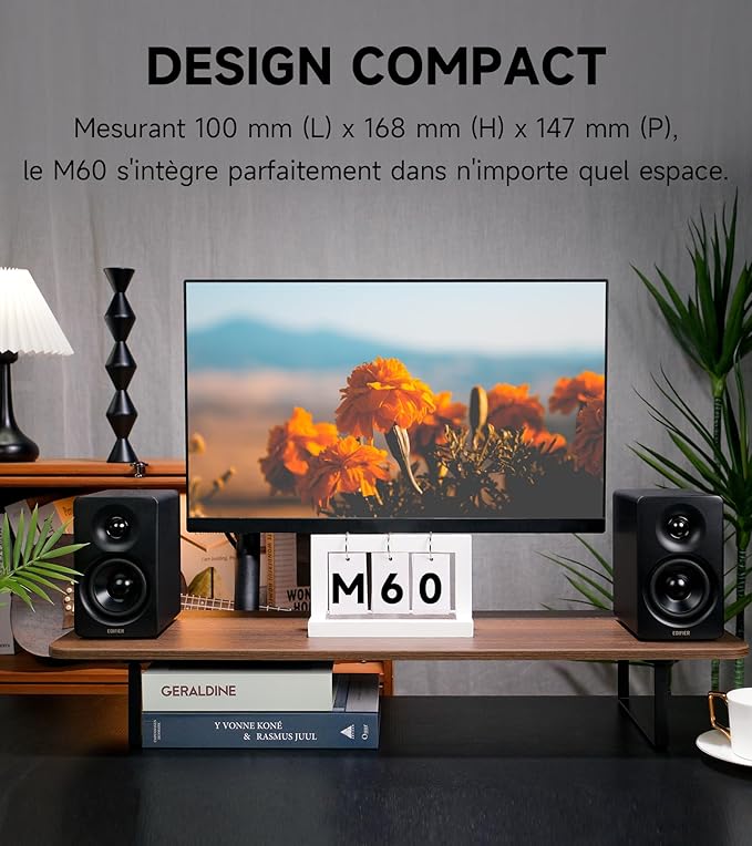 Edifier M60 2.0 Haut-parleurs Bibliothèque, Bluetooth 5.3, 66W RMS