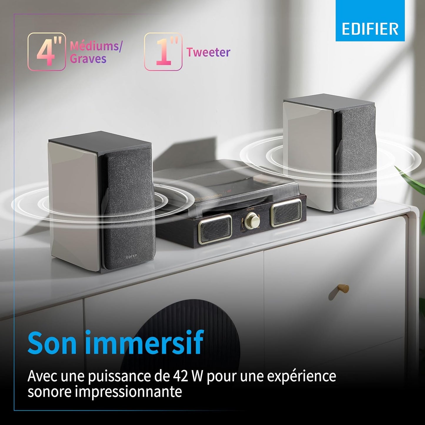 Edifier R1380T - Enceintes Studio Bibliothèque Actives, Télécommande IR