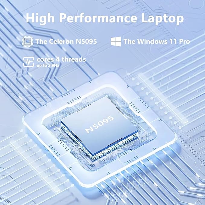 FUNYET Ordinateur Portable 14 Pouces Win 11 Pro 16Go RAM 1To SSD Celeron N5095