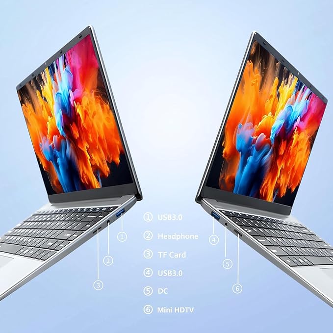 FUNYET Ordinateur Portable 14 Pouces Win 11 Pro 16Go RAM 1To SSD Celeron N5095