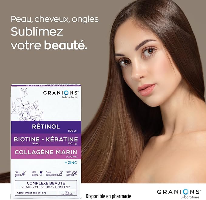 GRANIONS COLLAGENE MARIN | RETINOL + BIOTINE + KERATINE + ZINC - Collagene Complexe Beauté