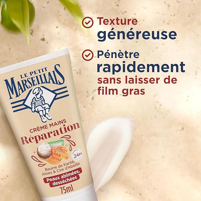 Le Petit Marseillais - Crème Mains Réparation Peaux Abîmées et Desséchées (lot de 2 tubes de 75 ml)
