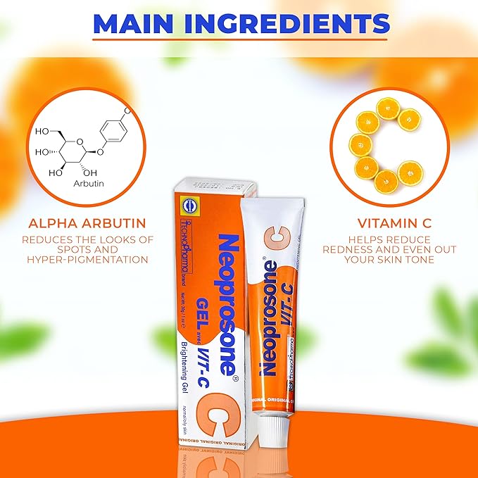 NEOPROSONE, Gel à la vitamine C - 1 Fl oz / 30 ml - Gel Crème Éclaircissant pour le Cou