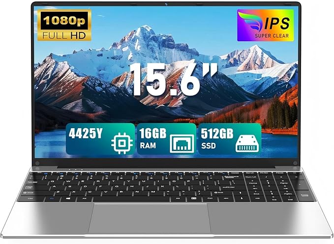 Ordinateur Portable 512 Go SSD 16 Go RAM DDR4 Portable Professionnel 15,6 Pouces Processeur 4425Y