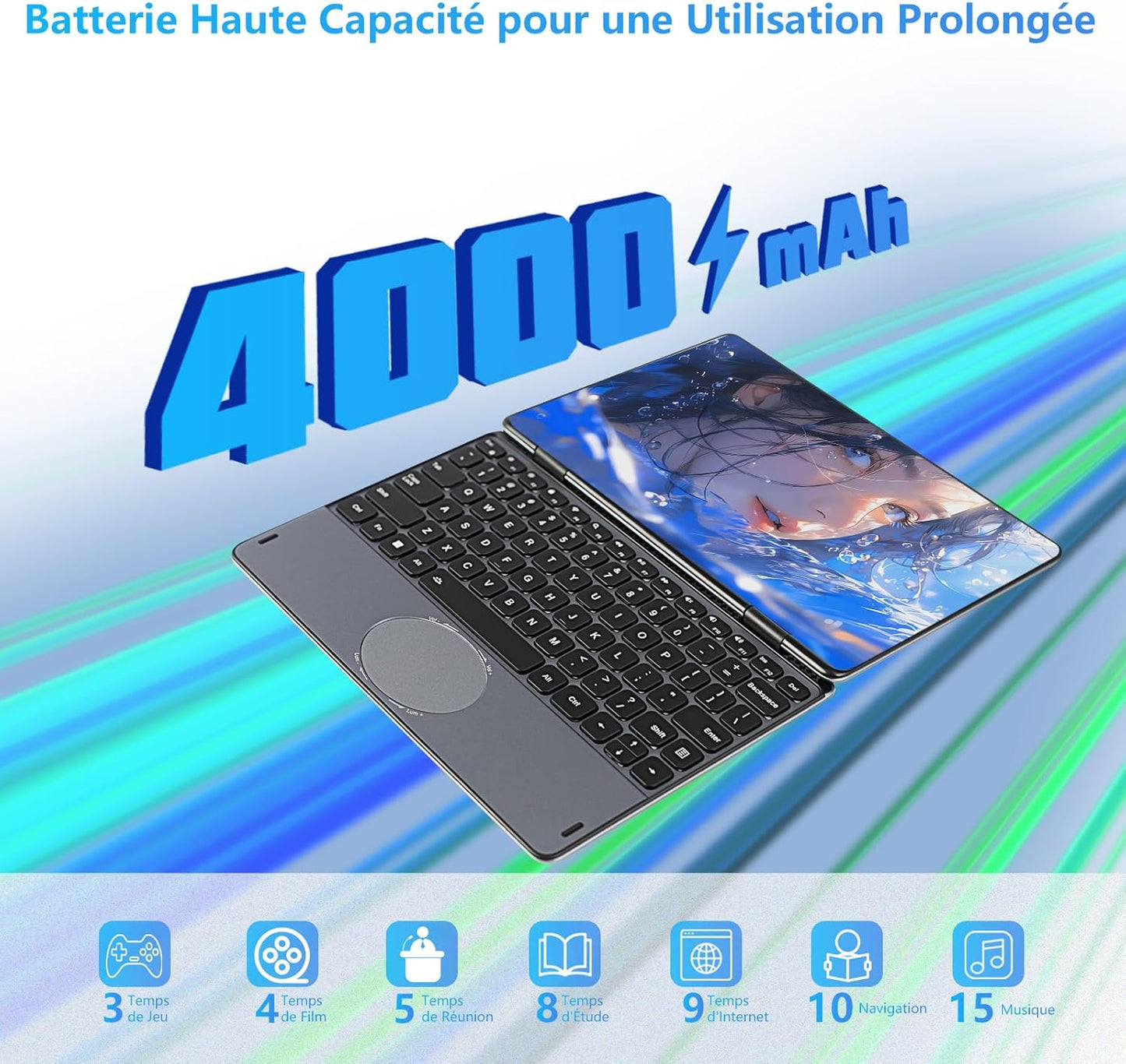 Ordinateur Portable Convertible 2-en-1 À Écran Tactile De 11 Pouces, Celeron N100, 16 Go DDR4