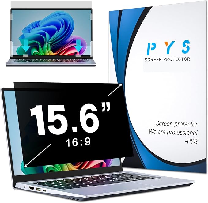 PYS Filtre écran Confidentialité 15,6 Pouces 16:9 - Protecteur d'écran Anti Espion