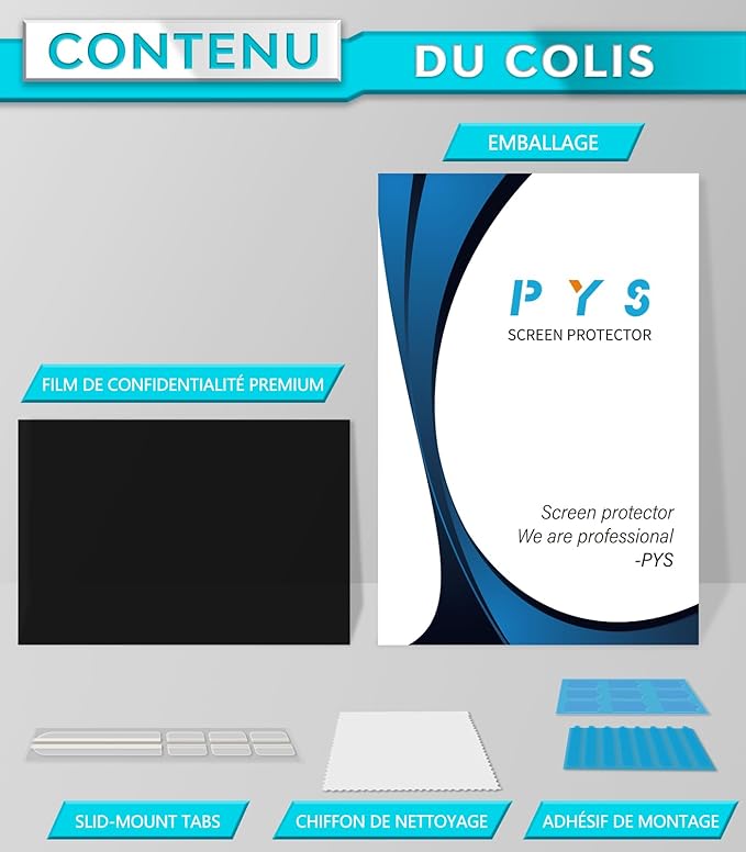 PYS Filtre écran Confidentialité 15,6 Pouces 16:9 - Protecteur d'écran Anti Espion