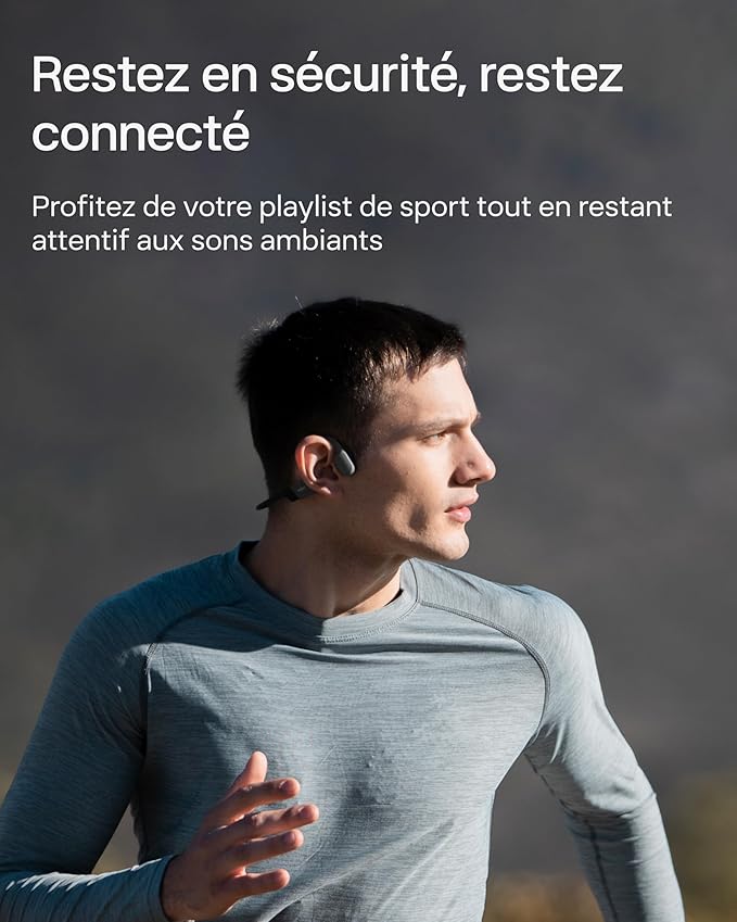 SHOKZ OpenRun Mini Casque à Conduction osseuse, écouteurs Bluetooth Oreilles Libres pour Le Sport