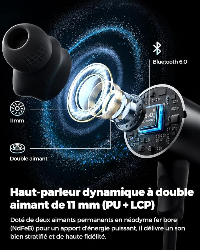 SoundPEATS Q40HD Casque Bluetooth à Collier, Écouteurs sans Fil Hi-Res Audio avec LDAC