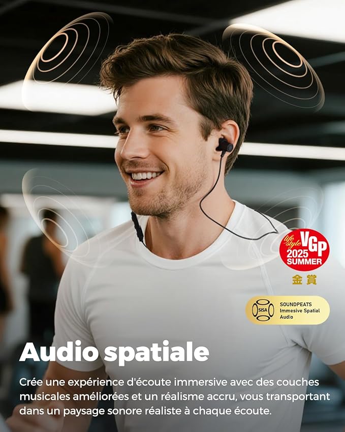 SoundPEATS Q40HD Casque Bluetooth à Collier, Écouteurs sans Fil Hi-Res Audio avec LDAC