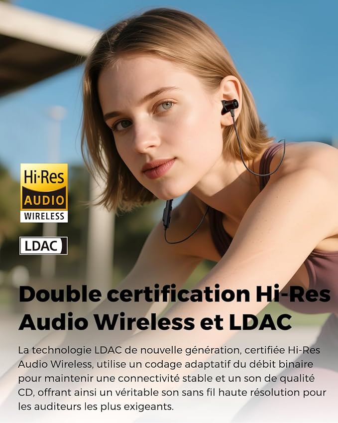 SoundPEATS Q40HD Casque Bluetooth à Collier, Écouteurs sans Fil Hi-Res Audio avec LDAC