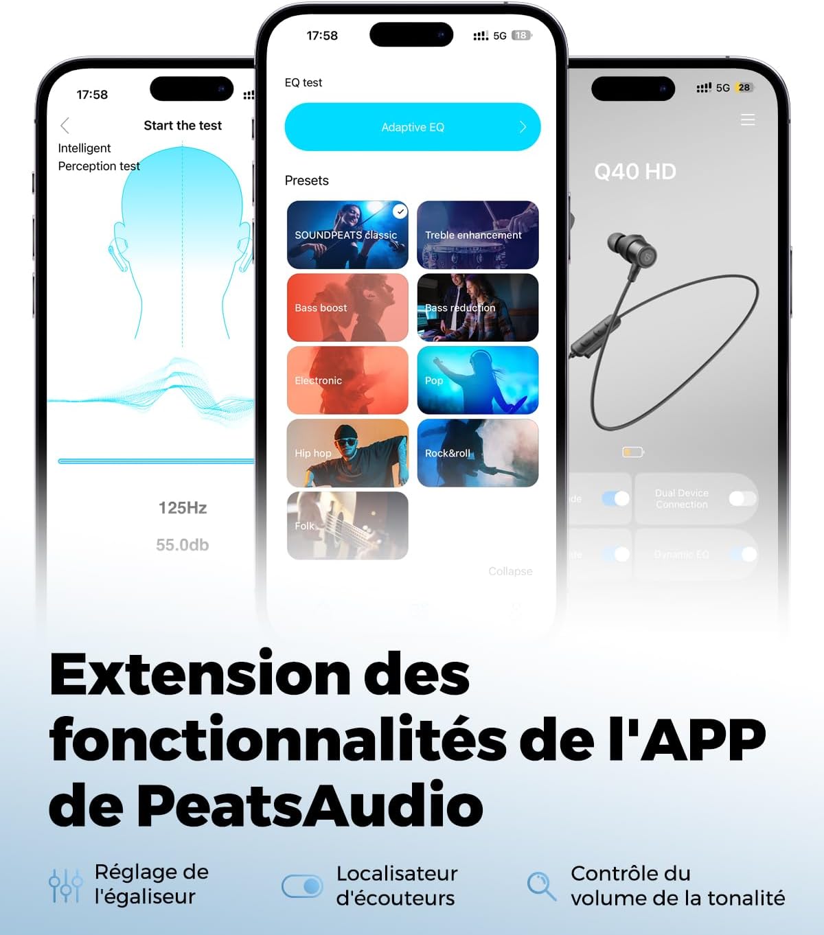SoundPEATS Q40HD Casque Bluetooth à Collier, Écouteurs sans Fil Hi-Res Audio avec LDAC