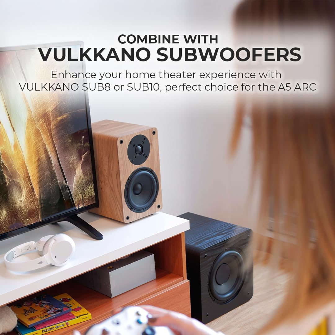 VULKKANO A5 Arc Enceintes Monitoring Active avec Woofer 5.25", Bluetooth 5.0