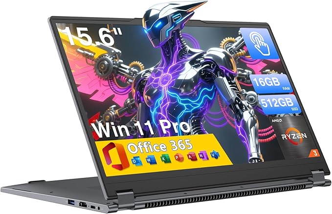 Yoga 2-en-1 Ordinateur Portable 15,6",Win 11 Pro 16 Go de RAM DDR4, 512 Go de SSD ,AMD Ryzen 3 3200U (