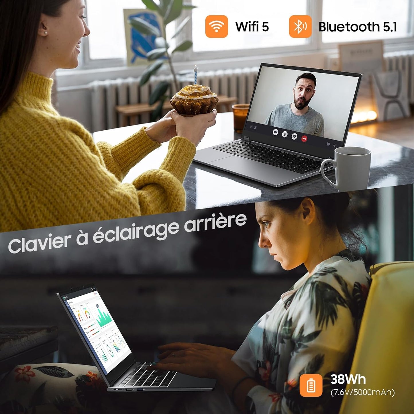 Yoga 2-en-1 Ordinateur Portable 15,6",Win 11 Pro 16 Go de RAM DDR4, 512 Go de SSD ,AMD Ryzen 3 3200U (