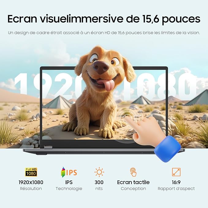 Yoga 2-en-1 Ordinateur Portable 15,6",Win 11 Pro 16 Go de RAM DDR4, 512 Go de SSD ,AMD Ryzen 3 3200U