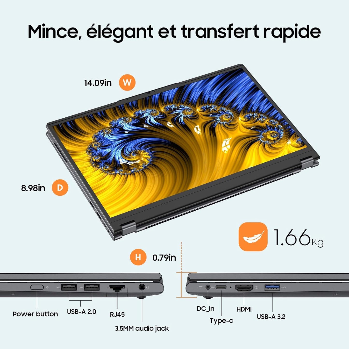 Yoga 2-en-1 Ordinateur Portable 15,6",Win 11 Pro 16 Go de RAM DDR4, 512 Go de SSD ,AMD Ryzen 3 3200U (