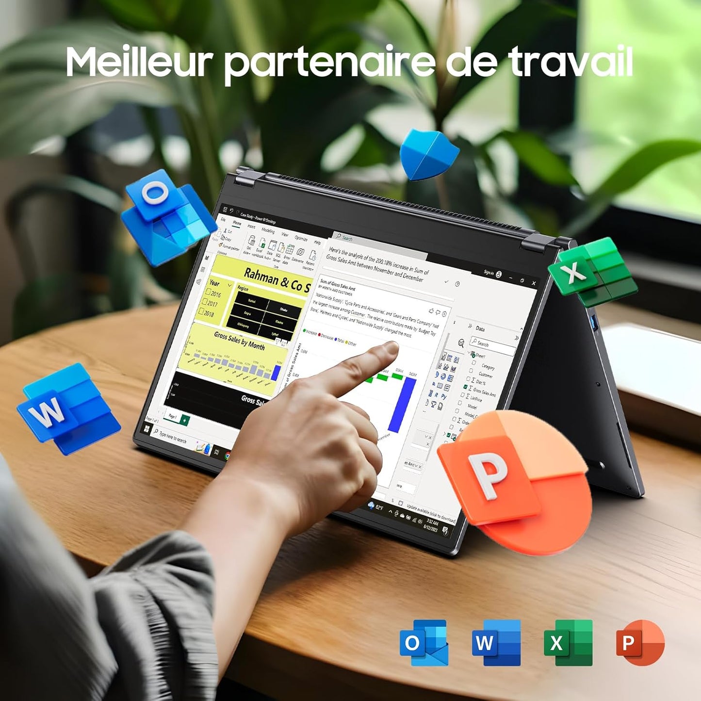 Yoga 2-en-1 Ordinateur Portable 15,6",Win 11 Pro 16 Go de RAM DDR4, 512 Go de SSD ,AMD Ryzen 3 3200U