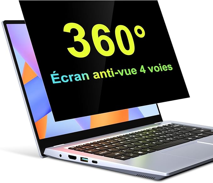 ZOEGAA 360° Filtre de Confidentialité 13.3 Pouces 16:9,New 2025 Protection Ecran Anti-Espion Anti-Reflet