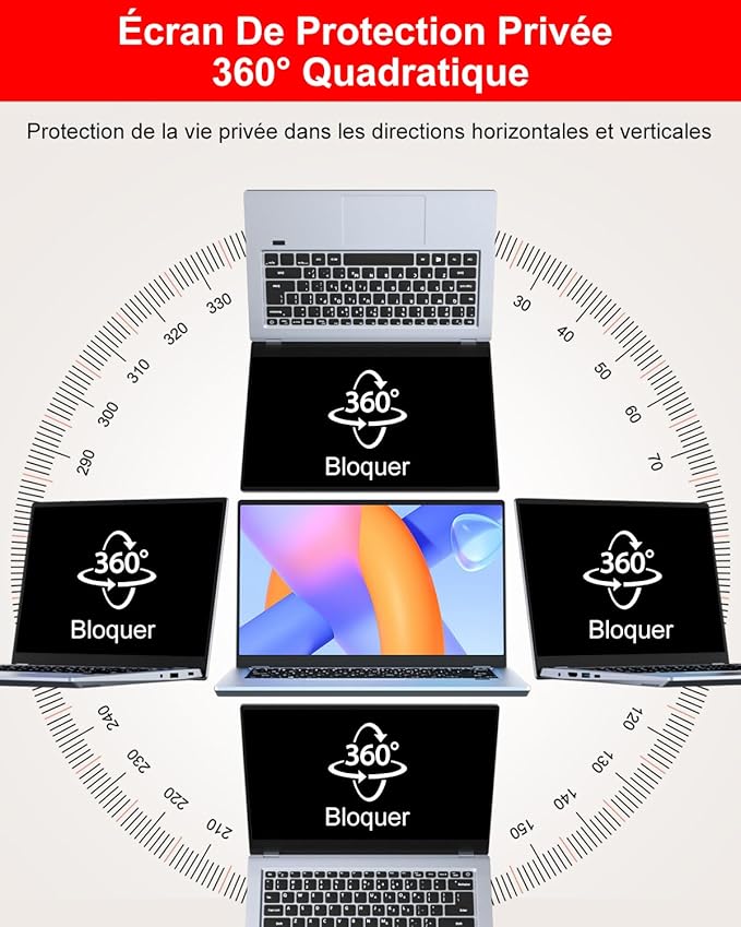 ZOEGAA 360° Filtre de Confidentialité 13.3 Pouces 16:9,New 2025 Protection Ecran Anti-Espion Anti-Reflet