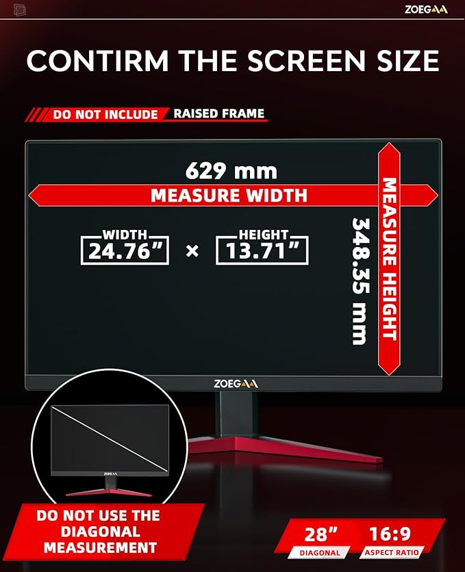 ZOEGAA Écran de confidentialité pour ordinateur 16:9 de 71,1 cm - Amovible