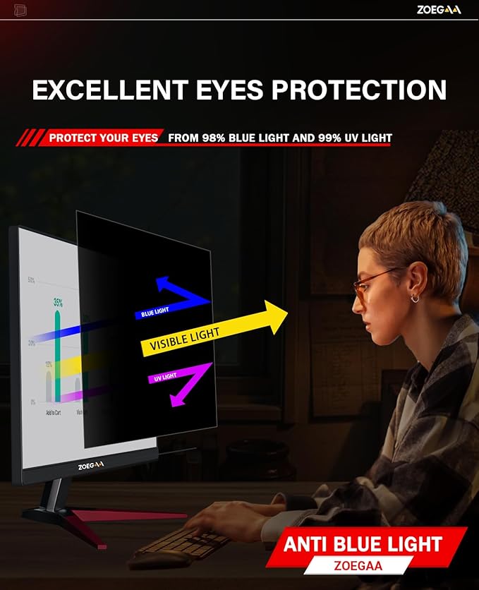 ZOEGAA Écran de confidentialité pour ordinateur 16:9 de 71,1 cm - Amovible