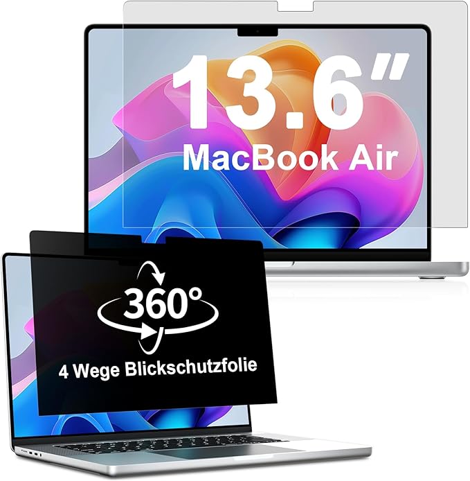 ZOEGAA Filtre de Confidentialité 360° pour Écran d'Ordinateur Portable MacBook Air 13,6 Pouces