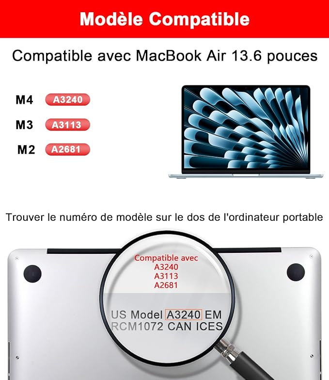 ZOEGAA Filtre de Confidentialité 360° pour Écran d'Ordinateur Portable MacBook Air 13,6 Pouces
