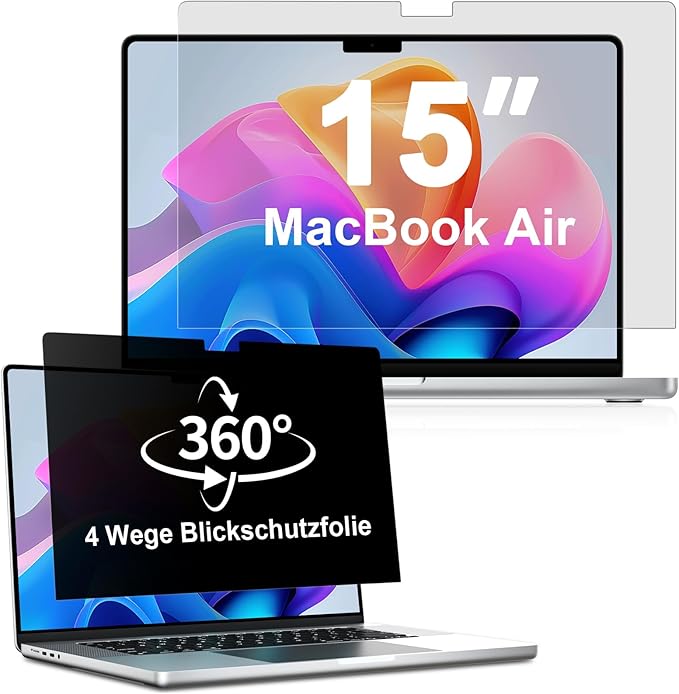 ZOEGAA Filtre de Confidentialité 360° pour Écran d'Ordinateur Portable MacBook Air 15,3 Pouces (2023-2025,M2,M3,M4)