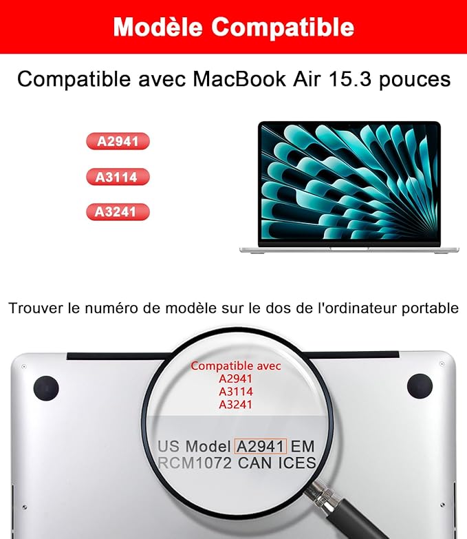 ZOEGAA Filtre de Confidentialité 360° pour Écran d'Ordinateur Portable MacBook Air 15,3 Pouces (2023-2025,M2,M3,M4)