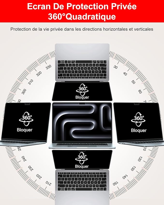 ZOEGAA Filtre de Confidentialité 360° pour Écran d'Ordinateur Portable MacBook Air 15,3 Pouces (2023-2025,M2,M3,M4)