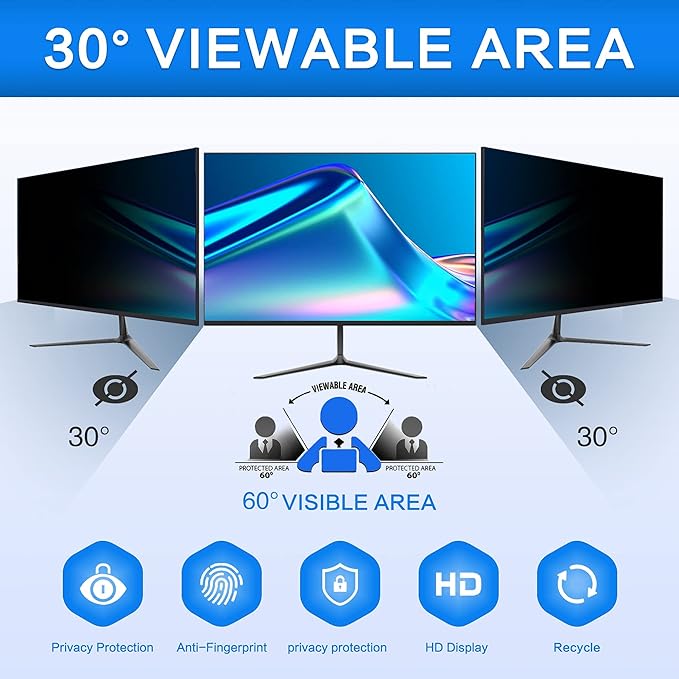 ZOEGAA Filtre de confidentialité pour écran d'ordinateur 16:9 60,9 x 33,8 cm – Protection d'écran anti-lumière bleue anti-reflet