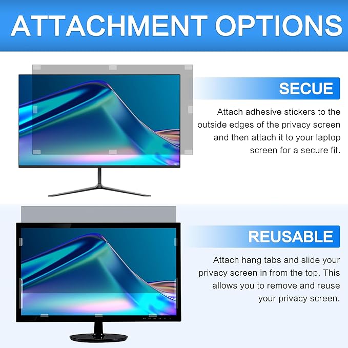 ZOEGAA Filtre de confidentialité pour écran d'ordinateur 16:9 60,9 x 33,8 cm – Protection d'écran anti-lumière bleue anti-reflet