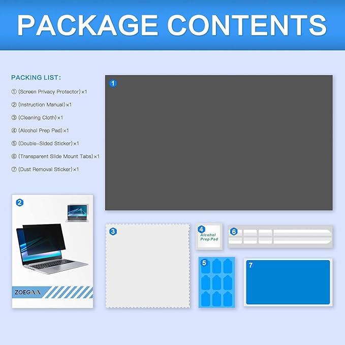 ZOEGAA Filtre de confidentialité pour écran d'ordinateur 16:9 60,9 x 33,8 cm – Protection d'écran anti-lumière bleue anti-reflet